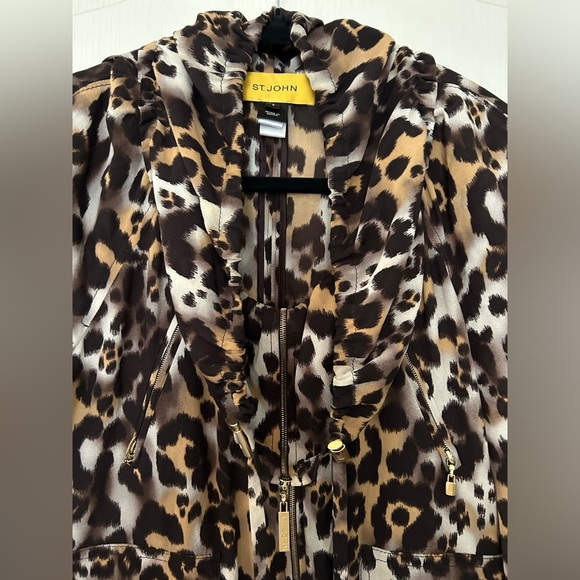 St. John Semi Sheer Leopard Print Jacket - Picture 2 of 12